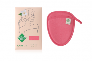 Green Fiber Care 15, двостороння рукавиця – спонж коралова