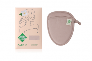 Green Fiber Care 15, двостороння рукавиця – спонж бежева 